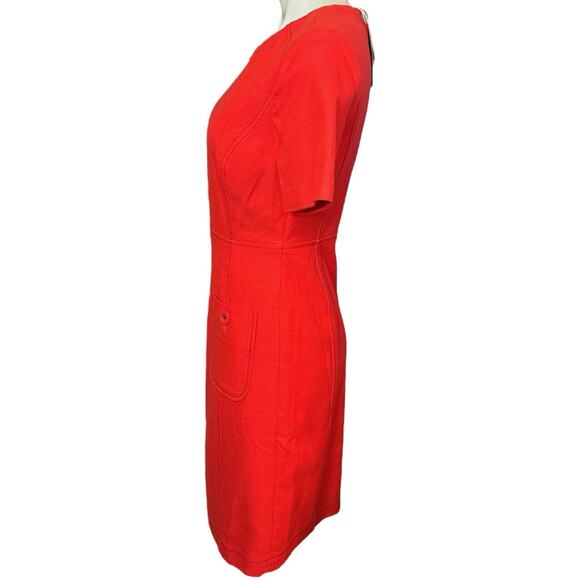 Boden Red Sheath Dress Crew Neck Short Sleeve Size 2R NWT - Picture 2 of 8